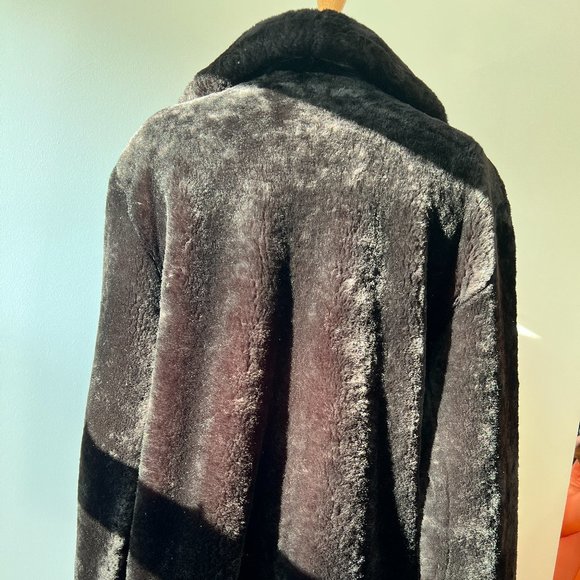 vintage 1980s faux fur brown coat size m - Picture 7 of 9